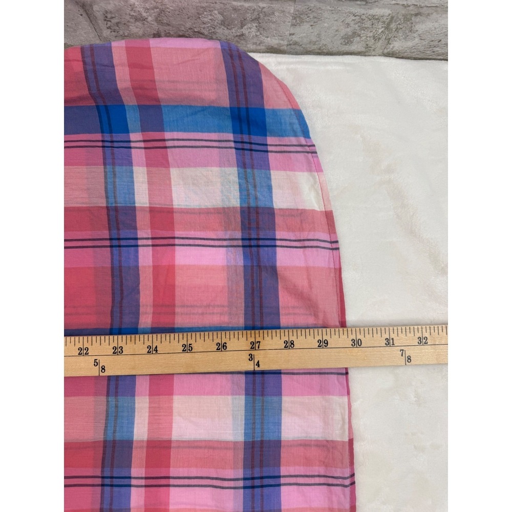 Talbots Popover‎ Top Blouse Pink Plaid Ruffle Henley V-neck Long Sleeve Size 2X - Picture 8 of 9